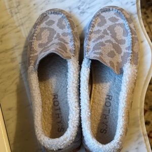 Rothy's Cream and Gray Leopard Women's Slippers
